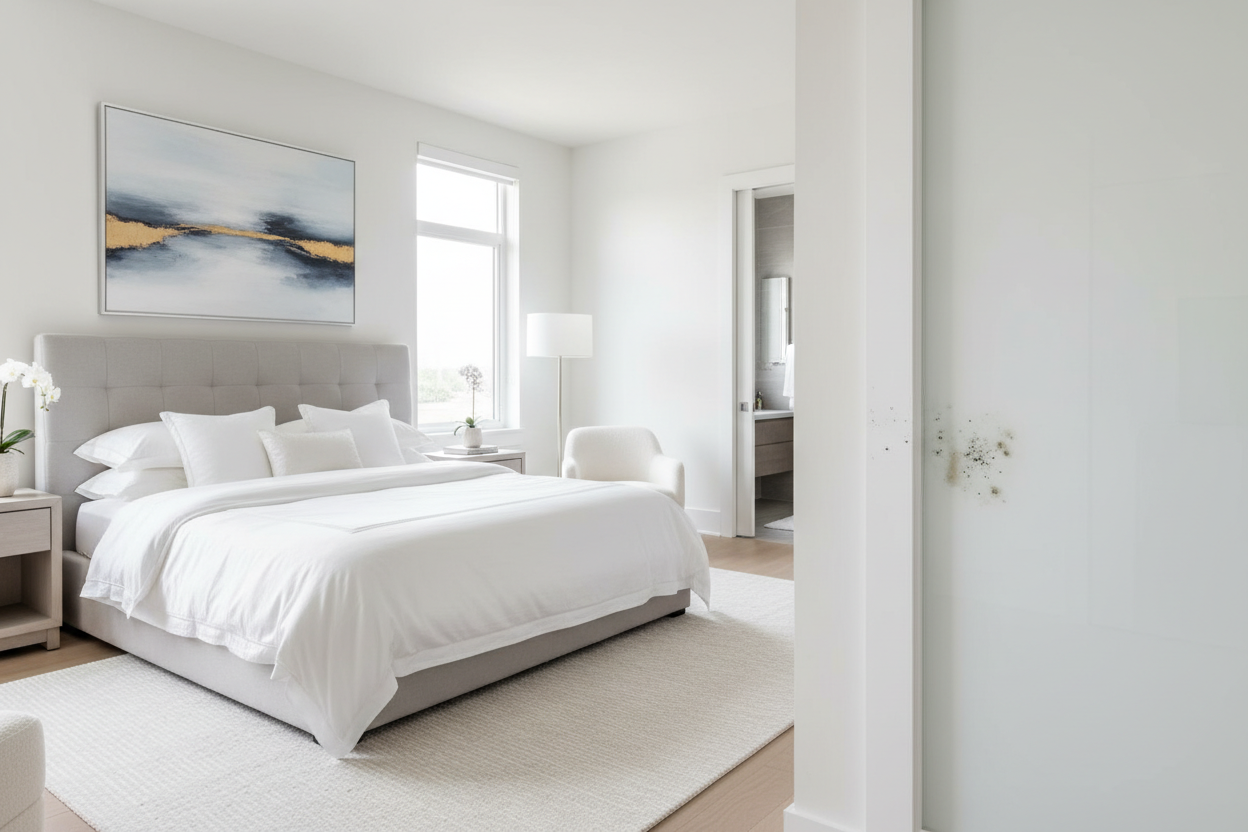 beginning of bathroom mold attached to beautiful bedroom