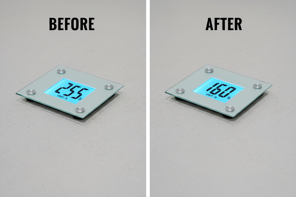 image of a before and after scale 255 down to 160