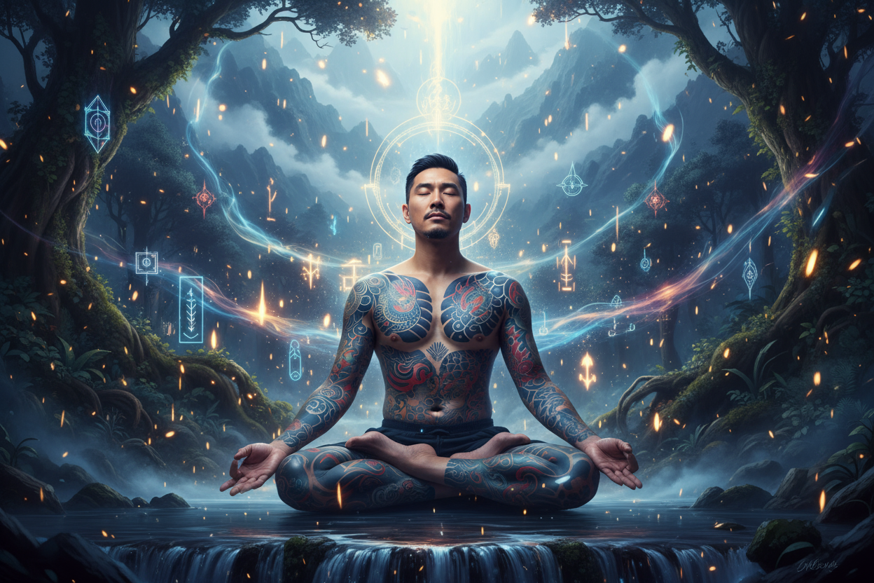 tattooed Asian man vision quest experience